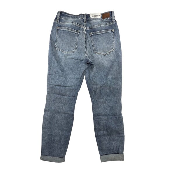 Judy Blue Boyfriend Fit Distressed Jeans Mid Rise Double Cuff Womens 5/27 New - Picture 10 of 13